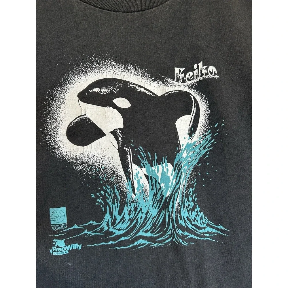 Vintage Free Willy Movie Keiko T-Shirt Oregon Coast Aquarium Kids M or Adult S